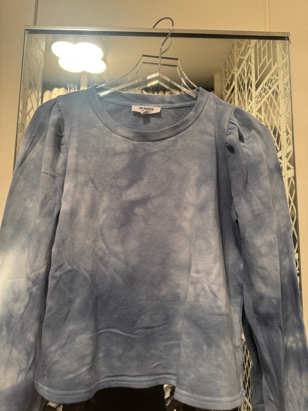 BB Dakota Blue Tie-Dye Puff Sleeve Sweatshirt